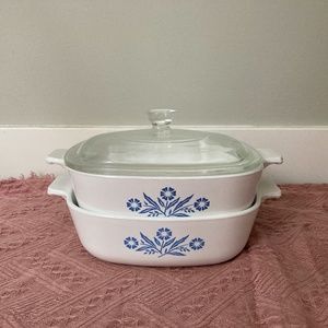 1960s Set of 2 Corningware Casserole Dishes (NO LID)